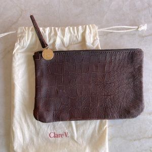 Clare V Embossed Leather Pouch